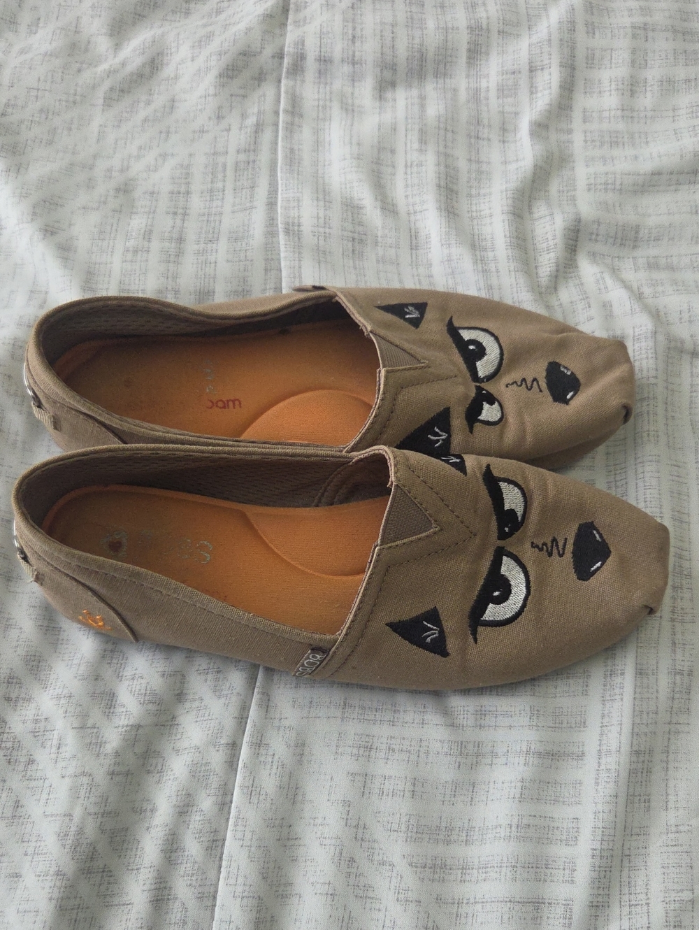 BOB's For Dogs: Dog Face Slip-On Canvas Flats in Light Brown